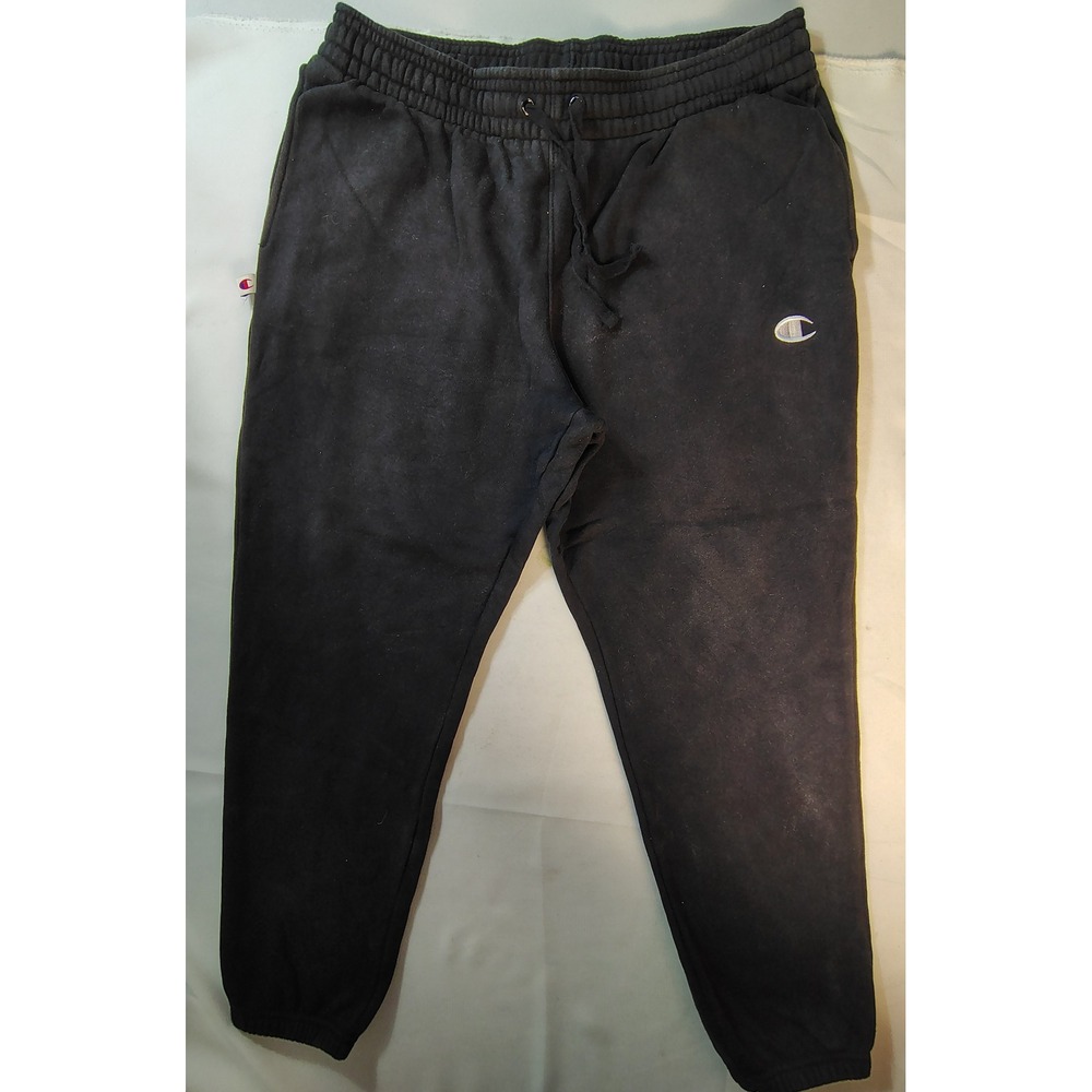 Champion Mens Black Powerblend Fleece Joggers Embroidered Logo Athletic Pants XL